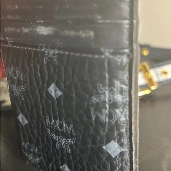 MCM Black Visetos Authentic Leather Card Holder